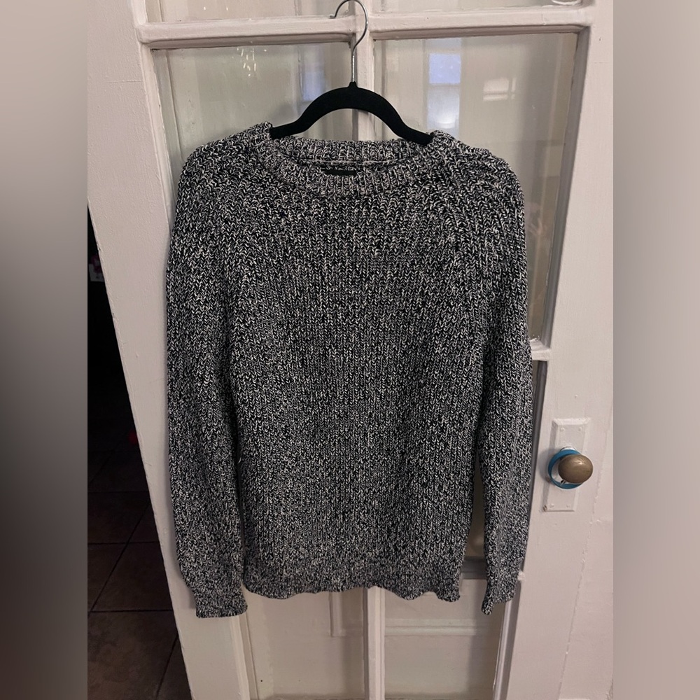 J Crew Long Navy + White Cable Knit Sweater (long-sleeve)